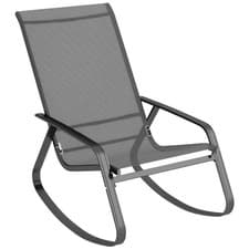 Image of Outsunny Garden Rocking Chair with Armrests, High Back, Grey