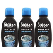 Image of 3 Buster Bathroom Plughole Unblocker 300ml Hair sludge Drain Cleaner Fast Action