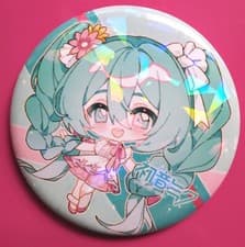 Image of Japanese Manga vocaloid character *Hatsune Miku* pin badge