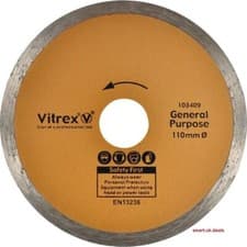 Image of Vitrex Tile & Ceramic Cutting Diamond Blade 110mm Gen Purpose DIY blades cutting
