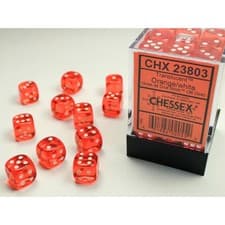 Image of Chessex - Translucent 12mm D6 Dice Block - Orange with White