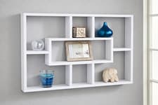 Image of Wall Mounted Floating Shelf Multi Section Display Storage Shelves Modern White