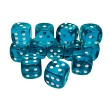 Image of Chessex - Translucent 16mm D6 Dice Block - Teal with White