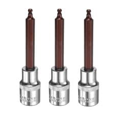 Image of 3pcs 4mm Ball End Hex Bit Socket 1/2" Square Drive Metric Extension Impact Bit