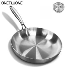 Image of 304 Stainless Steel Frying Pan Non-Stick Uncoated Skillet for Gas & Induction UK