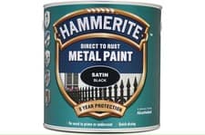 Image of HAMMERITE SATIN BLACK 2.5L Direct Metal Paint Water Based Quick Dry