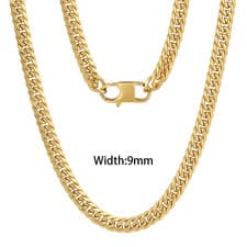 Image of 18K Gold Plated Mens Curb Cuban Link Chain Necklaces 316L Stainless Steel Bracel