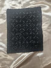 Image of Black Beaded Envelope Clutch Foldover Evening Bag Snap Closure