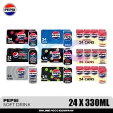 Image of Pepsi Cola Cans 24 Pack (24 x 330ml) Carbonated Soft Drinks | Fizzy Beverage