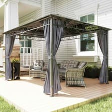 Image of 3 x 3(m) Hardtop Gazebo for Garden Party with Polycarbonate and Roof Curtains