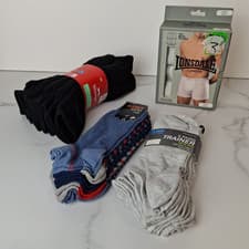 Image of Lonsdale Men’s Trunks 3 Pack Navy Boxer Briefs Large Socks UK10 Mixed T534