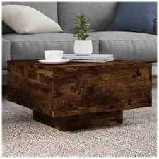 Image of Coffee Table Smoked Oak 55x55x31 cm Engineered Wood Modern Square Top Minimalist