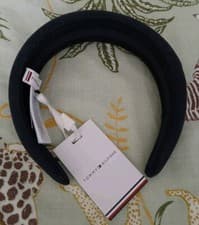 Image of New TOMMY HILFIGER Ladies Navy Logo Detail Cotton Chunky Varsity Style Headband 
