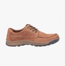 Image of Hush Puppies Tucker Mens Nubuck Lace-Up Comfort Tan Casual Shoes