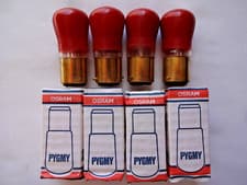 Image of 4x 15w Red Bayonet B22 Dimmable Sign Pygmy Lamps Push In Coloured Tungsten Bulbs