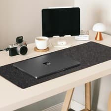 Image of Large Felt Desk Mat 70x30cm Dark Grey Non-Slip Mouse Pad Anti-Curl
