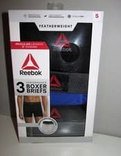 Image of Mens Reebok Featherweight Performance Boxer Briefs 3 PACK (Size Small) BRAND NEW