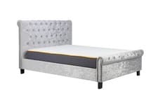 Image of SIENNA Steel Crushed Velvet Fabric Bed –4ft Small Double, 4ft6 Double & 5ft King