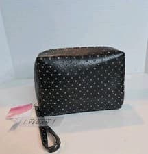 Image of Blush Kiss Vegan Black & Sliver Small Cosmetic Make-Up Case