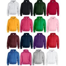 Image of Kids Children Gildan Heavy Blend Hoodie Hooded Plain Colour Sweatshirt Top