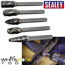 Image of Sealey Rotary Burr Set Tungsten Carbide 5pc Ripper/Coarse Drill Bit Arc Oval