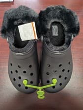 Image of CROCS Classic Platform Fuzz Lined Clog - BLACK Unisex W 10 Size NWT