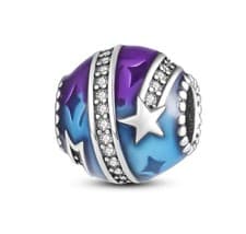 Image of STERLING SILVER PURPLE BLUE STAR CHARM WITH CLEAR CRYSTALS AND ENAMEL UK STOCK