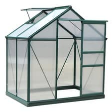 Image of Outsunny 6x4ft Walk-In Polycarbonate Greenhouse Plant Grow Galvanized Aluminium