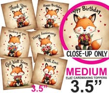 Image of Vintage Card Toppers Mixed Messages Fox Floral Cardmaking Scrapbooking Tags 3.5"