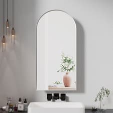 Image of Arched Bathroom Mirror Cabinet with Storage Metal Framed Wall Mounted 400x800mm