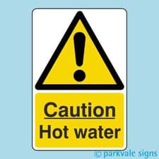 Image of Caution Hot Water Sign