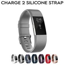 Image of For Fitbit Charge 2 Strap Replacement Silicone Wristband Watch Metal Buckle