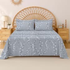 Image of 400TC 100% Egyptian Cotton Printed Flat Sheet Single Double King Size Top Sheets