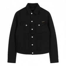 Image of Nudie Jeans Kenny Men's Jacket XS Dry Black Organic Buttoned Denim Polo
