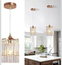 Image of ZYDTRIP Gold Crystal Ceiling Light Gold Pendant Crystal E27 Bulb Included 1 unit