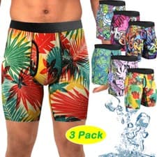 Image of 3 Pack Mens Comfort Flex Fit Boxer Briefs Ultra Soft Stretch Long Leg Trunks 3XL