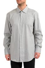 Image of Hugo Boss Men's "Jango" Slim Fit Gray Plaid Long Sleeve Dress Shirt US 18 IT 46