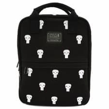 Image of LOUNGEFLY X MARVEL PUNISHER EMBROIDERED CANVAS SQUARE BACKPACK