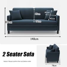 Image of 2 3 Seater Teddy Velvet Sofa with 2 Pillows Modern Couch Love Seat Settee Home