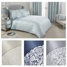 Image of Duvet Set Embellished Jacquard Quilt Cover with Pillow Cases - Eden