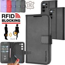 Image of For Samsung S23, Plus, S23 Ultra 5G Genuine Leather RFID Wallet Stand Case Cover
