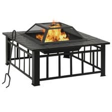 Image of Fire Pit Garden Fireplace with Poker Furnace Heater Bowl XXL Steel vidaXL