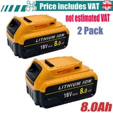 Image of 2 PC 8.0Ah for Dewalt DCB184 18V XR Li-Ion Battery DCB182 DCB183 DCB180 DCB200