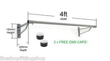 Image of 4ft Long x 32mm HEAVY DUTY Clothes Rail Wall Mounted Chrome Garment Hanging Rack