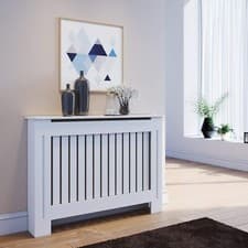 Image of White Radiator Cover Grill Shelf Wall Cabinet MDF Modern Traditional Wood