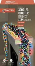 Image of Premier 3000 LED Cluster Indoor Outdoor Multi-Action Christmas Tree Lights MULTI