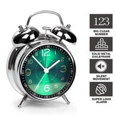 Image of 4" Super Loud Double Bell Alarm Clock with Night Light Bedside Home Decor New