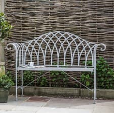 Image of 2 Seat Vintage Garden Bench - Wrought Iron, Grey Antique Finish, Easy Assembly