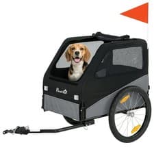 Image of PawHut Dog Bike Trailer for Small & Medium Pets with 20" Rubber Wheels, Grey