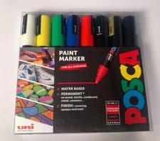 Image of Uni Posca PC5M Paint Marker Standard Colours Medium Tip 1.8-2.5mm Pack of 8